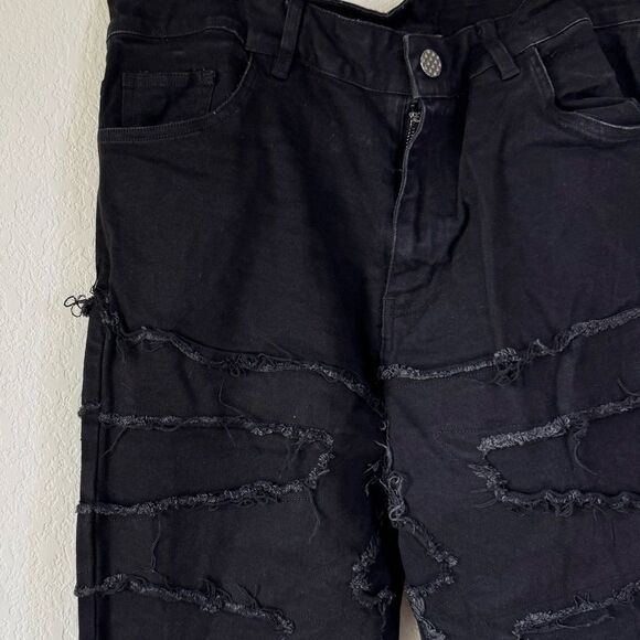 Guapi Stacker Distressed Fringed Denim Jeans Black Men’s Sz 34X48 Grunge Punk - Picture 2 of 8